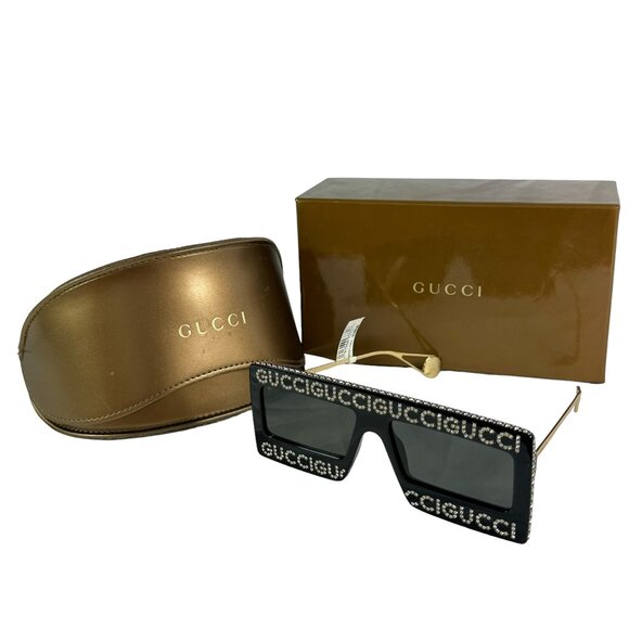 Gucci Gg0431s Sunglasses $1305 GUCCI Black Gold Hollywood  display picture 1